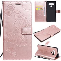 Embossing 3D Butterfly Leather Wallet Case for LG Stylo 6 - Rose Gold