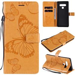 Embossing 3D Butterfly Leather Wallet Case for LG Stylo 6 - Yellow