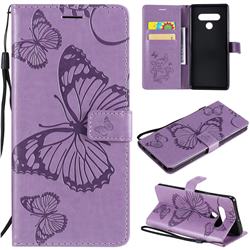 Embossing 3D Butterfly Leather Wallet Case for LG Stylo 6 - Purple