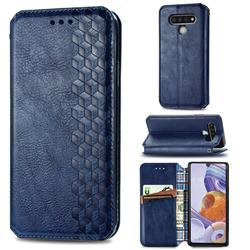 Ultra Slim Fashion Business Card Magnetic Automatic Suction Leather Flip Cover for LG Stylo 6 - Dark Blue