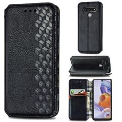 Ultra Slim Fashion Business Card Magnetic Automatic Suction Leather Flip Cover for LG Stylo 6 - Black