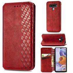 Ultra Slim Fashion Business Card Magnetic Automatic Suction Leather Flip Cover for LG Stylo 6 - Red