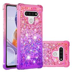 Rainbow Gradient Liquid Glitter Quicksand Sequins Phone Case for LG Stylo 6 - Pink Purple