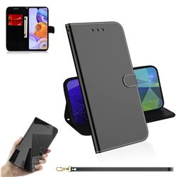 Shining Mirror Like Surface Leather Wallet Case for LG Stylo 6 - Black