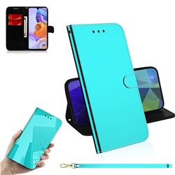 Shining Mirror Like Surface Leather Wallet Case for LG Stylo 6 - Mint Green