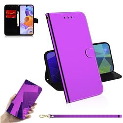 Shining Mirror Like Surface Leather Wallet Case for LG Stylo 6 - Purple
