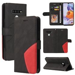 Luxury Two-color Stitching Leather Wallet Case Cover for LG Stylo 6 - Black