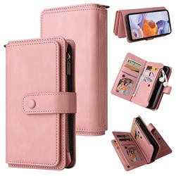 Luxury Multi-functional Zipper Wallet Leather Phone Case Cover for LG Stylo 6 - Pink
