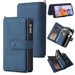Luxury Multi-functional Zipper Wallet Leather Phone Case Cover for LG Stylo 6 - Blue