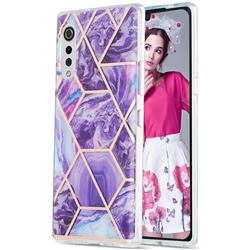 Purple Gagic Marble Pattern Galvanized Electroplating Protective Case Cover for LG Velvet 5G (LG G9 G900)