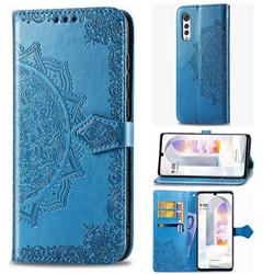 Embossing Imprint Mandala Flower Leather Wallet Case for LG Velvet 5G (LG G9 G900) - Blue