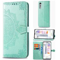 Embossing Imprint Mandala Flower Leather Wallet Case for LG Velvet 5G (LG G9 G900) - Green