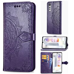 Embossing Imprint Mandala Flower Leather Wallet Case for LG Velvet 5G (LG G9 G900) - Purple