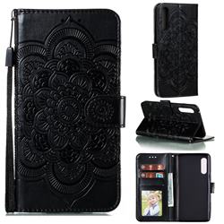 Intricate Embossing Datura Solar Leather Wallet Case for LG Velvet 5G (LG G9 G900) - Black