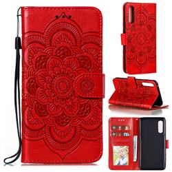 Intricate Embossing Datura Solar Leather Wallet Case for LG Velvet 5G (LG G9 G900) - Red