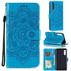 Intricate Embossing Datura Solar Leather Wallet Case for LG Velvet 5G (LG G9 G900) - Blue