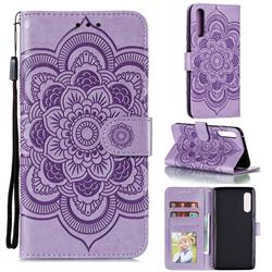 Intricate Embossing Datura Solar Leather Wallet Case for LG Velvet 5G (LG G9 G900) - Purple