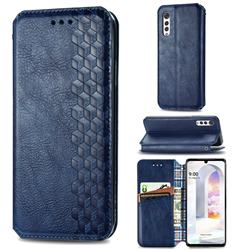 Ultra Slim Fashion Business Card Magnetic Automatic Suction Leather Flip Cover for LG Velvet 5G (LG G9 G900) - Dark Blue