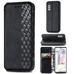 Ultra Slim Fashion Business Card Magnetic Automatic Suction Leather Flip Cover for LG Velvet 5G (LG G9 G900) - Black