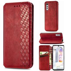 Ultra Slim Fashion Business Card Magnetic Automatic Suction Leather Flip Cover for LG Velvet 5G (LG G9 G900) - Red