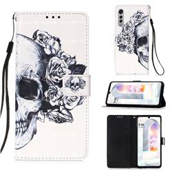 Skull Flower 3D Painted Leather Wallet Case for LG Velvet 5G (LG G9 G900)