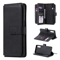 Multi-function Ten Card Slots and Photo Frame PU Leather Wallet Phone Case Cover for LG Velvet 5G (LG G9 G900) - Black
