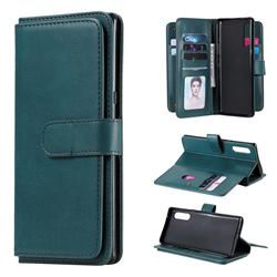 Multi-function Ten Card Slots and Photo Frame PU Leather Wallet Phone Case Cover for LG Velvet 5G (LG G9 G900) - Dark Green