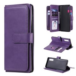 Multi-function Ten Card Slots and Photo Frame PU Leather Wallet Phone Case Cover for LG Velvet 5G (LG G9 G900) - Violet