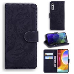 Intricate Embossing Tiger Face Leather Wallet Case for LG Velvet 5G (LG G9 G900) - Black