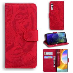 Intricate Embossing Tiger Face Leather Wallet Case for LG Velvet 5G (LG G9 G900) - Red
