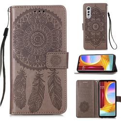 Embossing Dream Catcher Mandala Flower Leather Wallet Case for LG Velvet 5G (LG G9 G900) - Gray