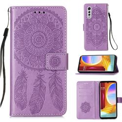 Embossing Dream Catcher Mandala Flower Leather Wallet Case for LG Velvet 5G (LG G9 G900) - Purple