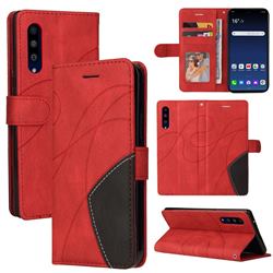 Luxury Two-color Stitching Leather Wallet Case Cover for LG Velvet 5G (LG G9 G900) - Red