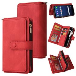 Luxury Multi-functional Zipper Wallet Leather Phone Case Cover for LG Velvet 5G (LG G9 G900) - Red