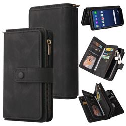 Luxury Multi-functional Zipper Wallet Leather Phone Case Cover for LG Velvet 5G (LG G9 G900) - Black