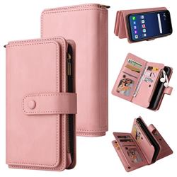 Luxury Multi-functional Zipper Wallet Leather Phone Case Cover for LG Velvet 5G (LG G9 G900) - Pink