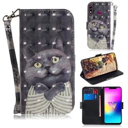 Cat Embrace 3D Painted Leather Wallet Phone Case for LG W10