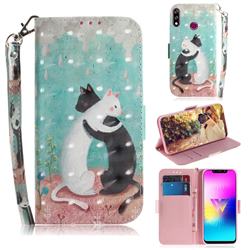 Black and White Cat 3D Painted Leather Wallet Phone Case for LG W10
