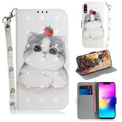 Cute Tomato Cat 3D Painted Leather Wallet Phone Case for LG W10