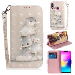 Three Squirrels 3D Painted Leather Wallet Phone Case for LG W10