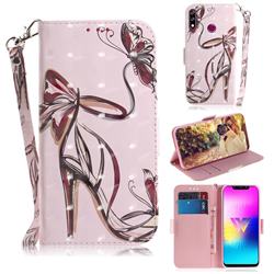 Butterfly High Heels 3D Painted Leather Wallet Phone Case for LG W10