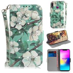 Watercolor Flower 3D Painted Leather Wallet Phone Case for LG W10