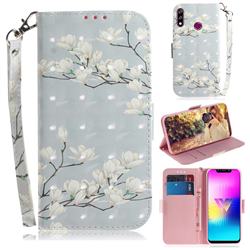 Magnolia Flower 3D Painted Leather Wallet Phone Case for LG W10