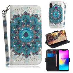 Peacock Mandala 3D Painted Leather Wallet Phone Case for LG W10