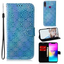 Laser Circle Shining Leather Wallet Phone Case for LG W10 - Blue
