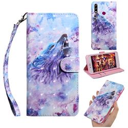 Roaring Wolf 3D Painted Leather Wallet Case for LG W10