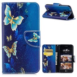 Golden Butterflies Leather Wallet Case for LG K10 2017