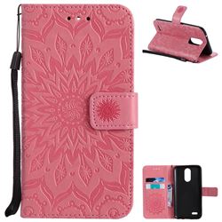 Embossing Sunflower Leather Wallet Case for LG K10 2017 - Pink