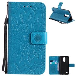 Embossing Sunflower Leather Wallet Case for LG K10 2017 - Blue