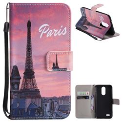 Paris Eiffel Tower PU Leather Wallet Case for LG K10 2017